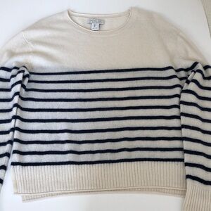 Rachel Zoe Cream and Navy Striped Cashmere sweater